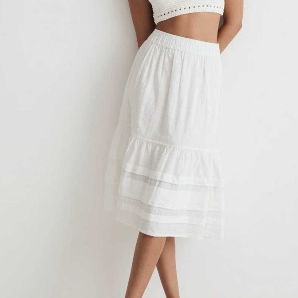 Madewell white midi skirt